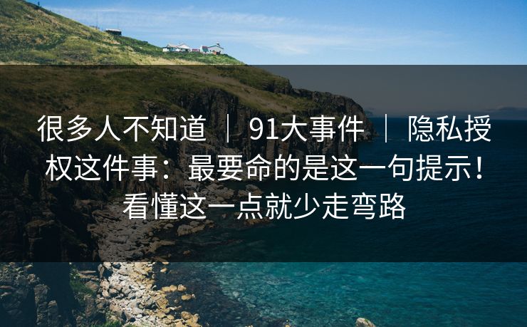 很多人不知道 ｜ 91大事件 隐私授权这件事：最要命的是这一句提示！看懂这一点就少走弯路  第1张