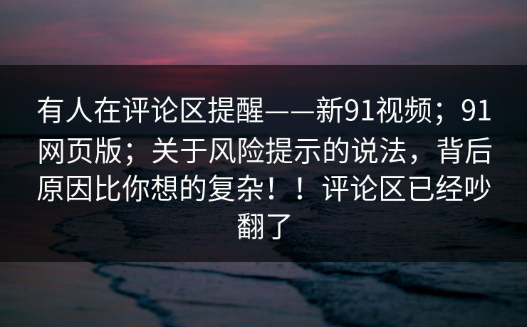 有人在评论区提醒——新91视频；91网页版；关于风险提示的说法，背后原因比你想的复杂！！评论区已经吵翻了  第1张