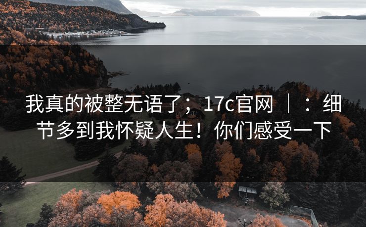 我真的被整无语了；17c官网 ｜ ：细节多到我怀疑人生！你们感受一下  第1张