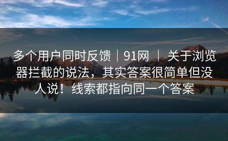 多个用户同时反馈｜91网 ｜ 关于浏览器拦截的说法，其实答案很简单但没人说！线索都指向同一个答案  第1张
